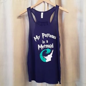Navy blue halter  tank "mermaid" design